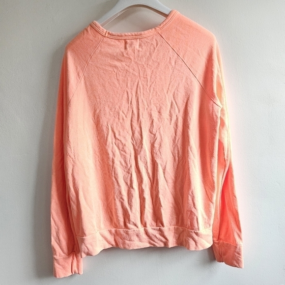New Sundry Double Heart Crewneck Neon Orange Pullover Sweatshirt NWT 1/Small - Picture 6 of 8